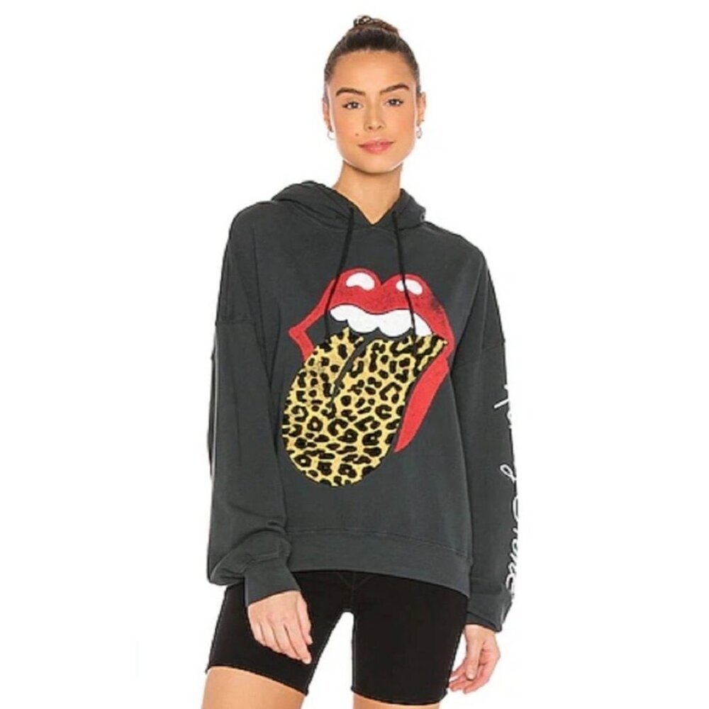 NWT Free People x Daydreamer Rolling Stones Tongue Hoodie Gray Size L $168 [jb]